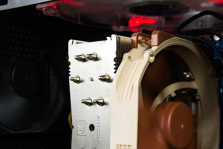 Computer parts inside case close up