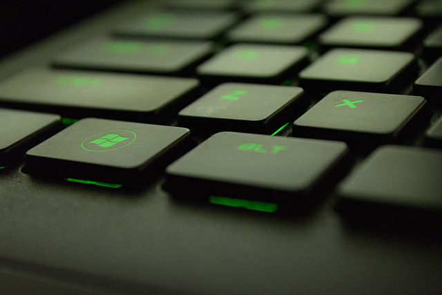 Microsoft Windows 10 laptop keyboard (green)