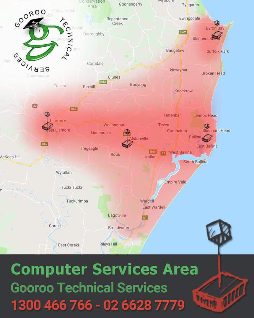 Our mobile computer service range in Northern Rivers NSW