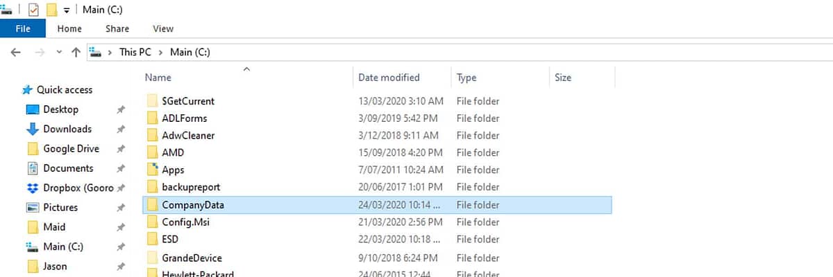 Shared company data folder on windows 10 server