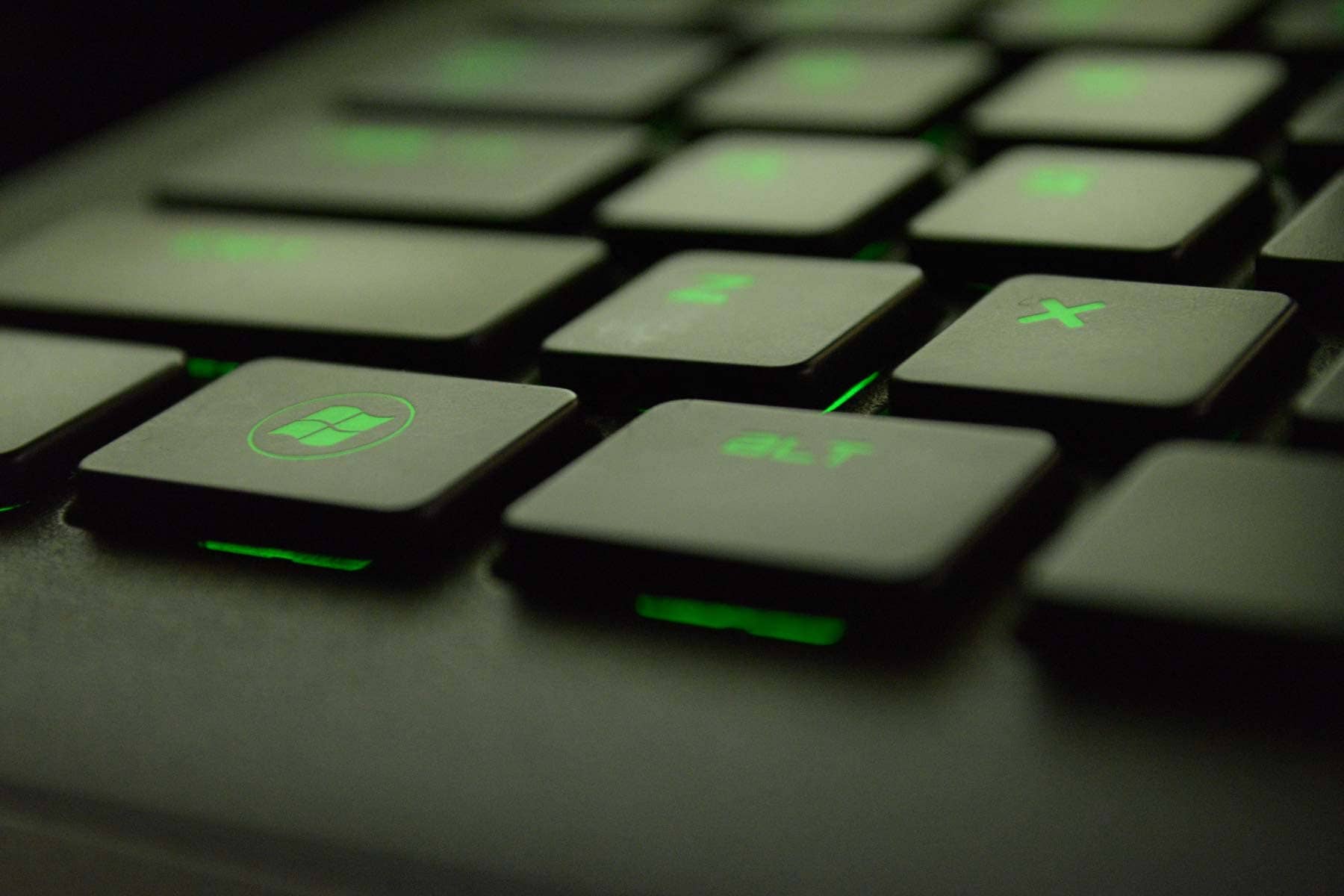 Microsoft Windows 10 laptop keyboard (green)