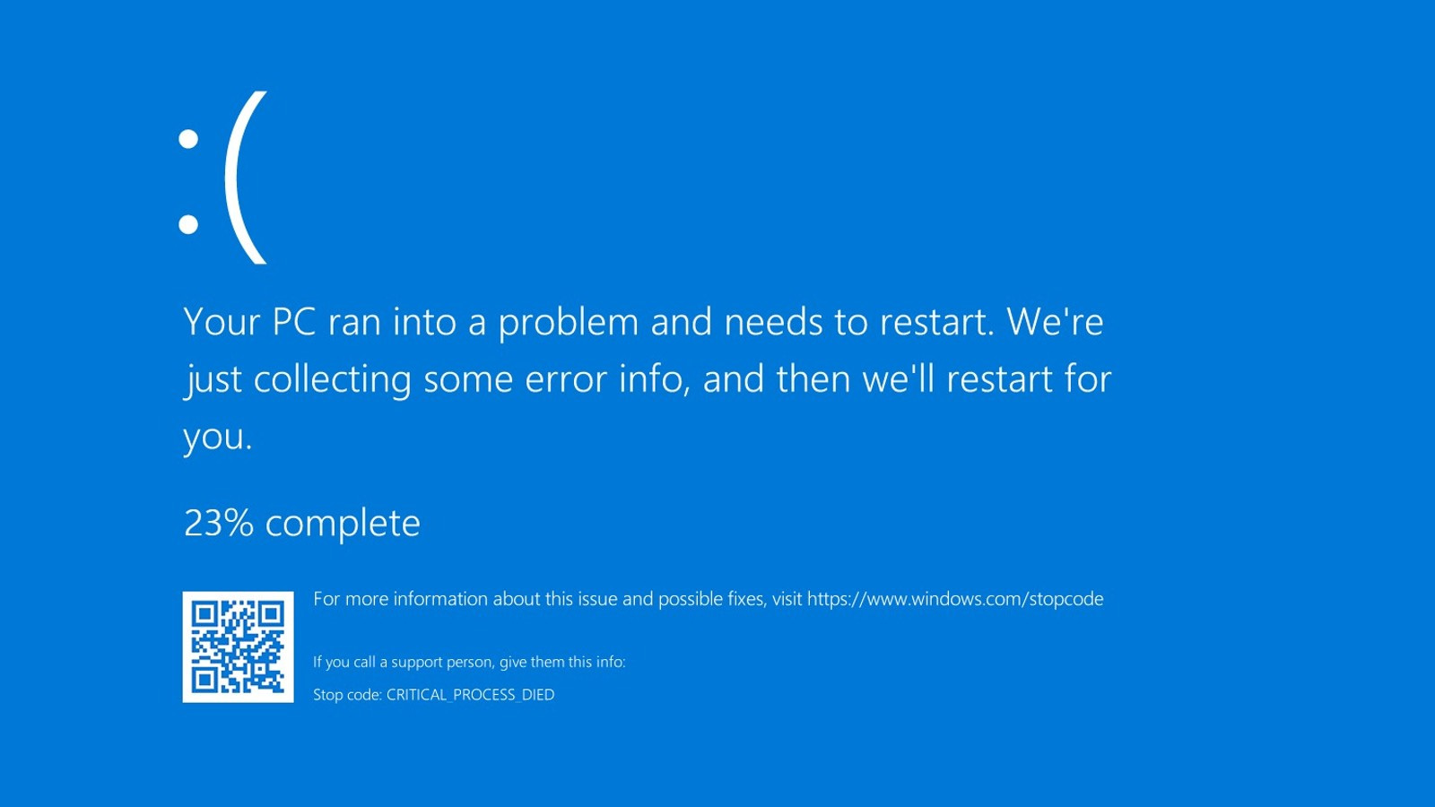 Blue screen of death (BSOD) Windows 10 critical process died computer issue
